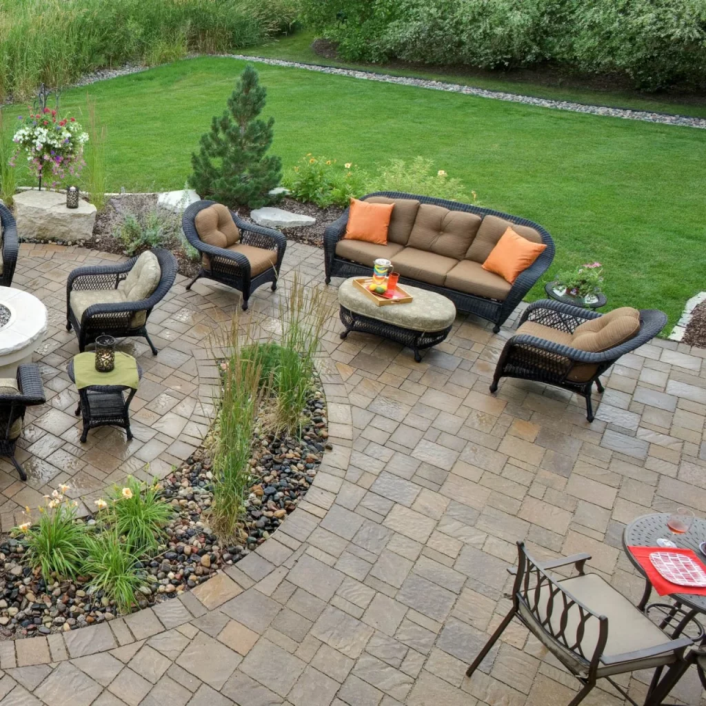 Professional landscaping construction showing interlock patio by GTA lawn care services