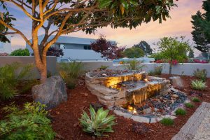 Waterfall pond as backyard feature