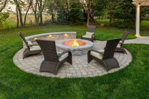 Arrange stone patiow with fire pit