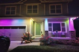 LED ambient lighting installed to front porch